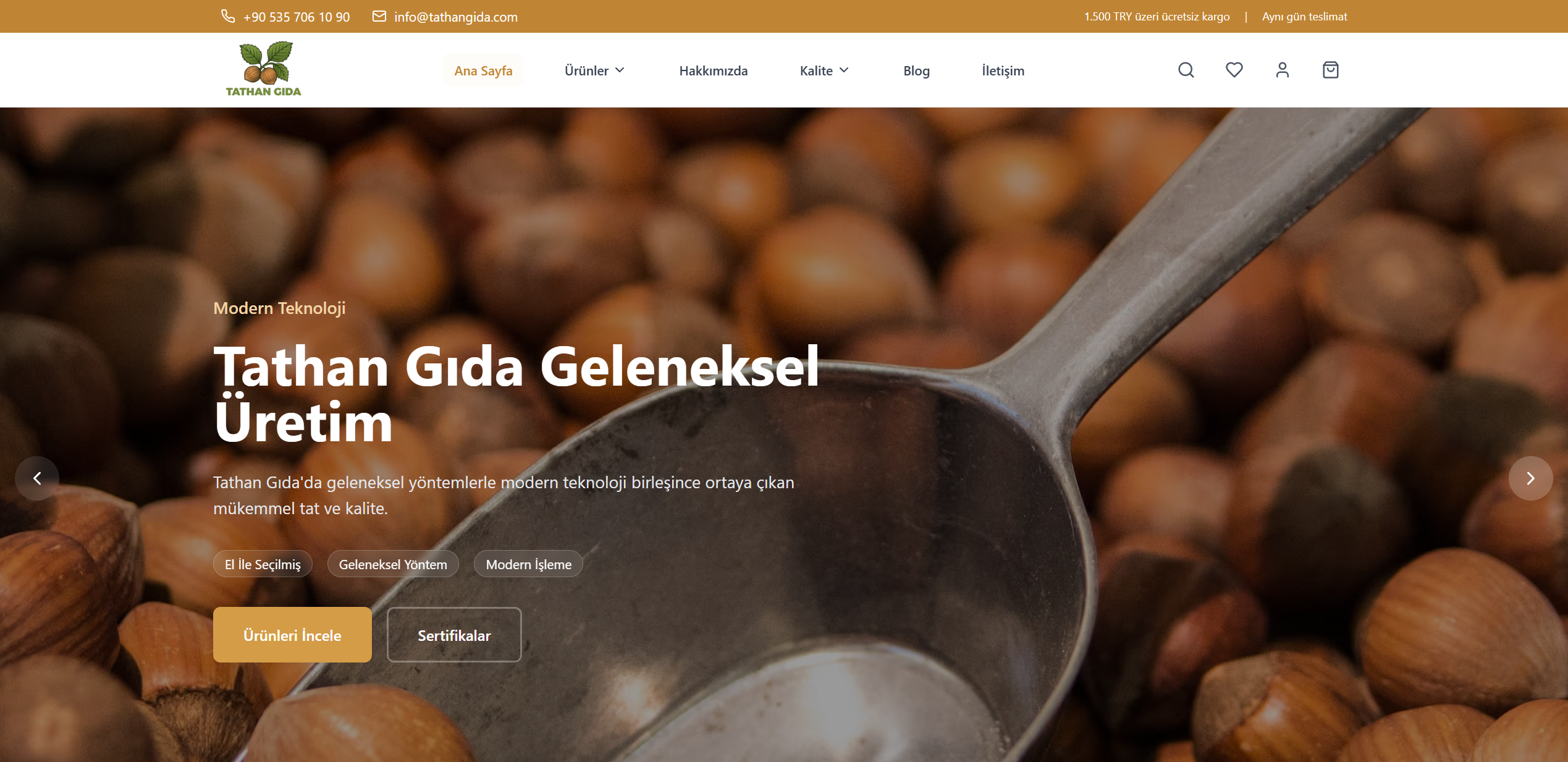 Tathan Gıda web projesi